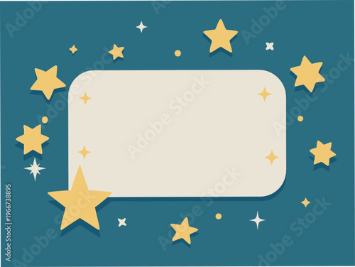 A frame of lush stars.  Message card. Copy space. Simple and charming Scandinavian-style illustration.