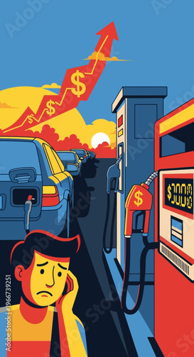 Man worried about high gas prices.