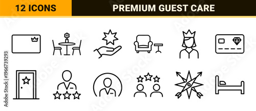 Luxury Hospitality and VIP Guest Services minimalist Monoline Geometric Line Art for Premium Hotel Branding and Loyalty Programs