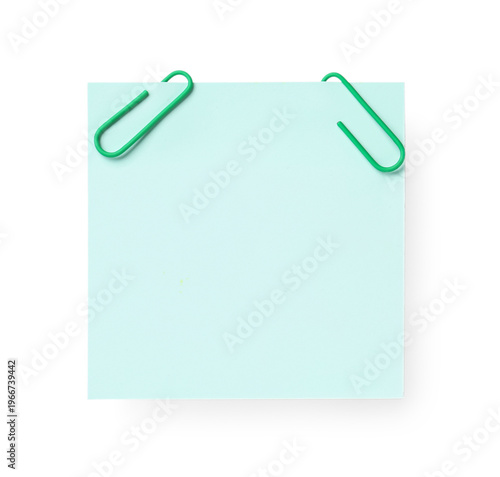 Blue sticky note with paper...