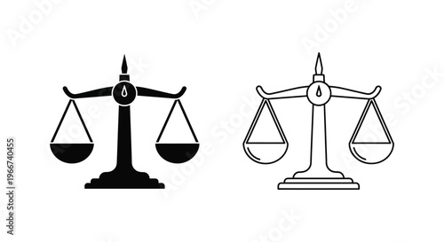 a black and white illustration of two scales Vector