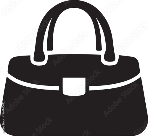 Minimalist Black Handbag with Top Handles - Flat Vector Illustration Vector