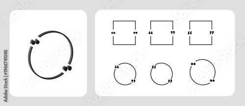 3d square quote box icon. square quote