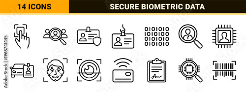 Biometric Security and Digital Identity minimalist Monoline Geometric Line Art for Secure Authentication and Privacy Verification Systems