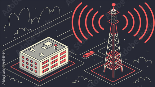 Futuristic radar scanning sky for threats, ground-based system enhancing missile defense and military surveillance capabilities.