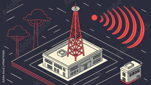 Air defense radar system monitoring airspace threats, ground-based technology supporting missile interception and security operations.