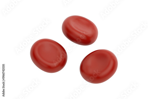 Three Red Blood Cells Smooth Texture Isolated White Background Medical Science