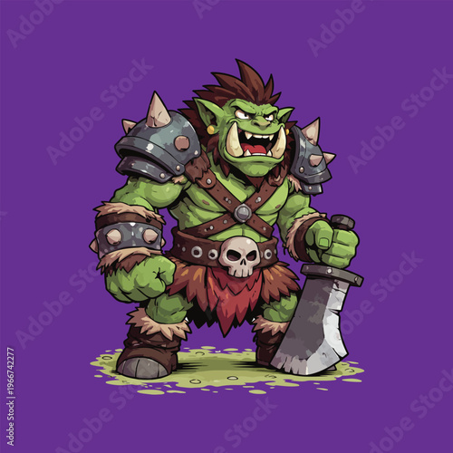 Cartoon Fantasy Orc Warrior Character