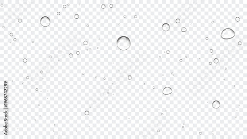  Realistic water drops overlay, clean rain droplets on transparent background vector