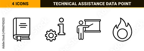 Information and Customer Support Linear UI Elements. Minimalist monoline geometric line art for help desks, FAQ pages, and guidance systems.