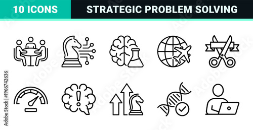 Innovation and Brainstorming Line Art: Minimalist Geometric Outline Symbols for Creative Strategy, Product Development, and Ideation Workflows.