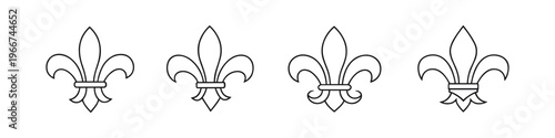 Collection of four stylized fleur-de-lis symbols in a line