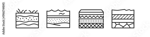 Cross-section diagrams illustrating different soil and geological layers