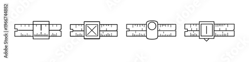 Set of four line art icons representing different measuring tools and gauges