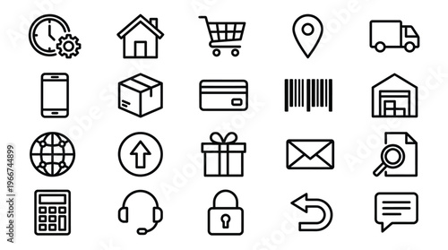 Food delivery related icon set. Online food app symbol - Editable stroke, Pixel perfect at 64x64