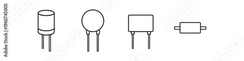 Electronic component symbols showing different types of capacitors and resistors