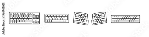Collection of diverse keyboard icons showcasing different ergonomic and standard designs