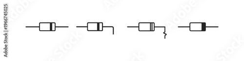 Electronic component symbols for resistors with different lead configurations