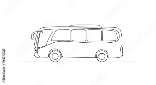 Continuous line drawing of a modern bus, minimalist transportation illustration