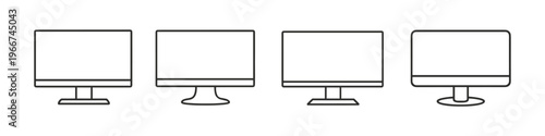 Collection of four different computer monitor outlines on a white background