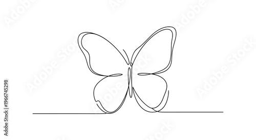 Minimalist Butterfly Line Art: Elegant Single Line Drawing on White Background