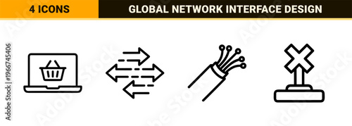 Global Digital Infrastructure and Computing Services Minimalist Monoline Geometric Line Art for Web Development and Hardware Interface