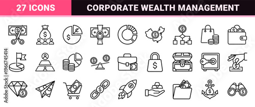 Corporate Financial Budgeting and Strategic Auditing minimalist Monoline Geometric Line Art for Modern Business Analytics and Accounting