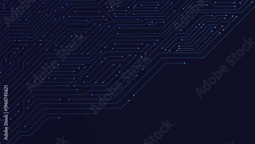 Futuristic blue circuit board technology background with glowing line