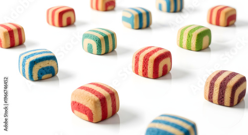 Colorful Easter eggs set with striped 3D candy spheres holiday illustration