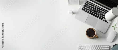 Cup of coffee with laptop, ...