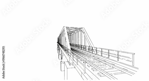 A sketch of a railway bridge with a train approaching