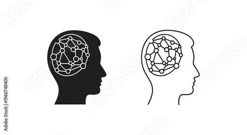 a pair of human heads with brains made of geometric shapes Vector
