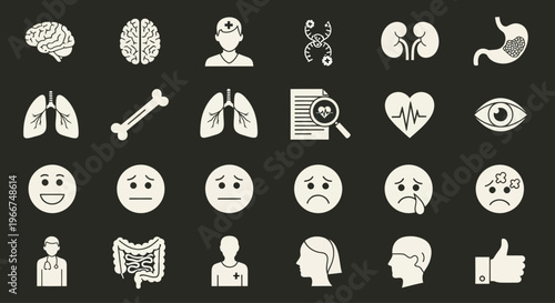 Medical Icons and Symbols: Health, Anatomy, Emotions, and Diagnosis
