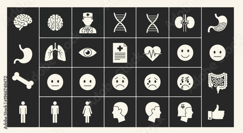 Medical Icons Collection: Health, Science, Anatomy, Emotions