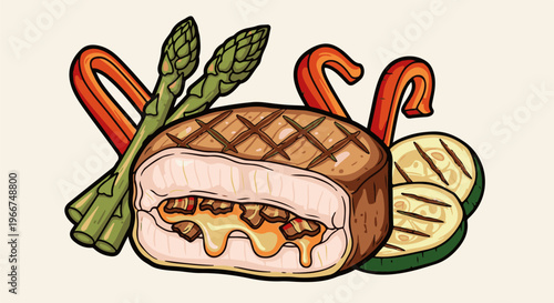 Hearty grilled steak sandwich filled with melted cheese and veggies