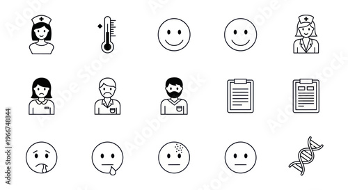 Medical Icons: Health, Illness, and DNA - Vector Set