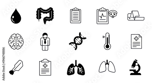 Medical Icons: Health, Science, and Diagnostics Symbols