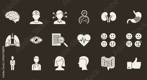 Medical Icons: Health, Science, and Human Body Organs Collection