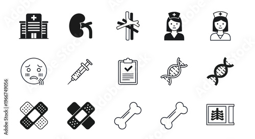 Medical Icons Set - Healthcare, Science, and Hospital Symbols
