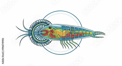 Detailed cross-section of a fantastical marine creature with intricate internal organs