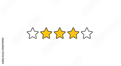 Customer satisfaction rating with three yellow stars and two empty stars indicating a three-star review, a common method for gauging product or service quality and user experience on online platforms