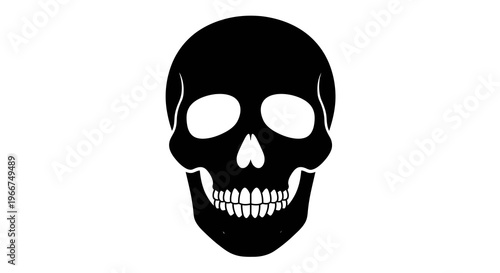 Abstract silhouette of a human skull, embodying themes of mortality, rebellion, and scientific anatomy, ideal for symbolic visual content and conceptual design projects