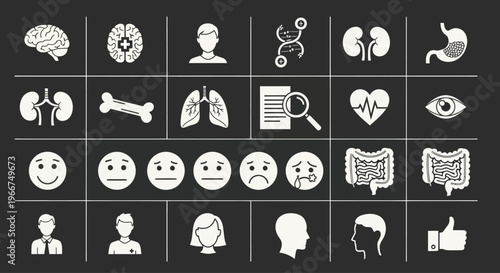 Medical Icons Set: Health, Anatomy, Emotions, and Human Body Icons