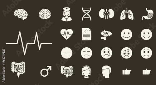 Medical Icons Set: Health, Science, and Emotions