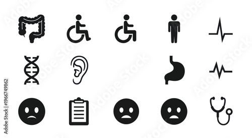 Medical Icons Set: Health, Diagnosis, and Care Symbols