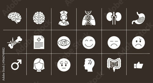 Medical Icons Set: Health, Science, and Emotions