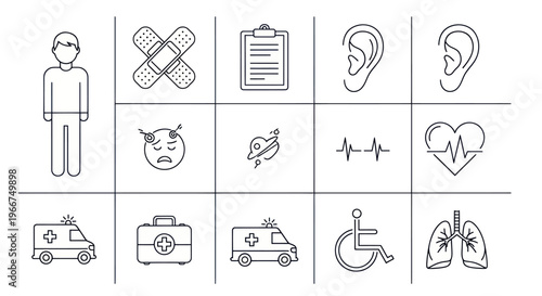 Medical Icons Set: Health, Diagnosis, and Care