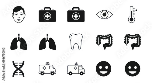 Medical Icons Set: Health, Science, and Healthcare Symbols
