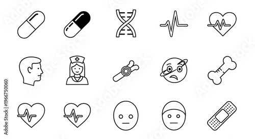 Medical Icons Set: Health, Science, and Healthcare Symbols
