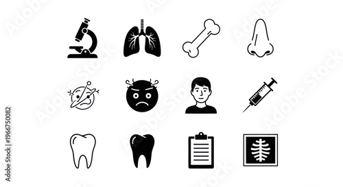 Medical Icons Set: Health, Science, and Anatomy